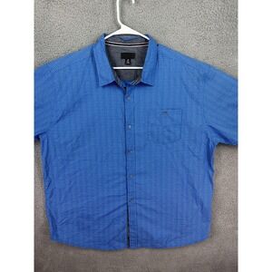 Steve Jeans Shirt Mens 3XL Blue Geometric Short Sleeve Button Up Casual Cotton